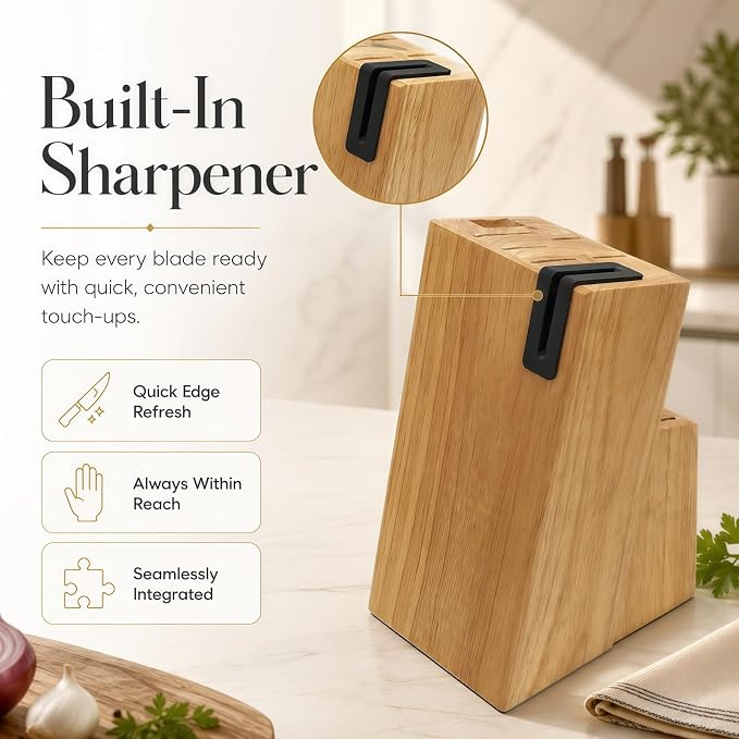 14-Piece Starry Black Knife Block Set with Built-In Sharpener | German high-carbon stainless steel blades, dishwasher safe, ultra-sharp edges, ergonomic non-slip handles