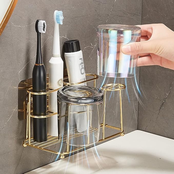 Toothbrush Rack Wall-Mounted Toothbrush Holder with Sink to Store Toothpaste, Toothbrush, Facial Cleanser, Bathroom Toothbrush Holder Bathroom Toothbrush Holder(B)