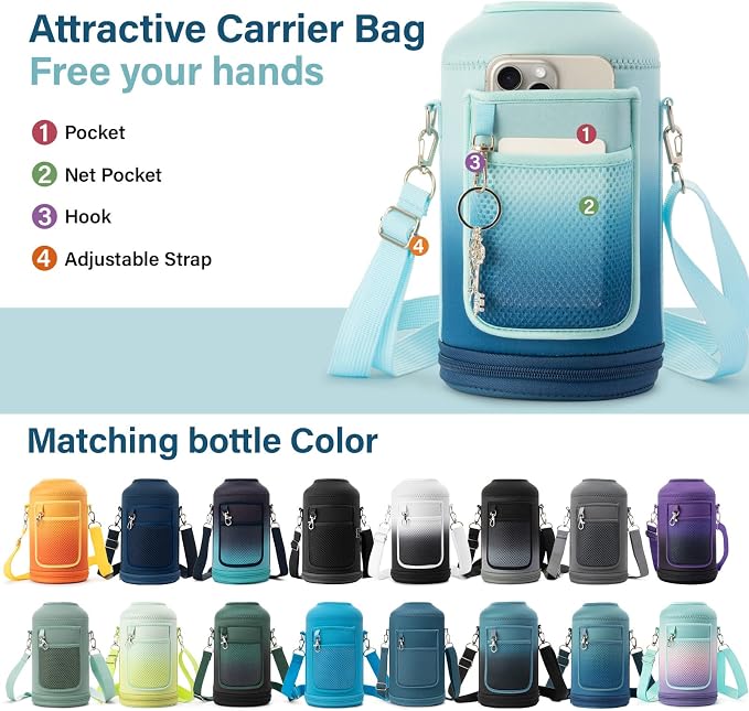 DYSANKY 1 Gallon Water Bottle Insulated | Thickened Stainless Steel Vacuum Metal Water Jug | Portable Sports Large for Gym and Hiking with Straw, Carrier Bag, Handle Strap | BPA-Free 128 oz