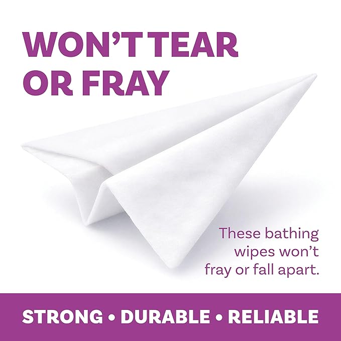 Extra Large Body Wipes for Adults Bathing No Rinse - 120 Ultra Thick Disposable Shower Wipes for Men, Women & Elderly - Great for Gym, Camping, Post Surgery - Lavender