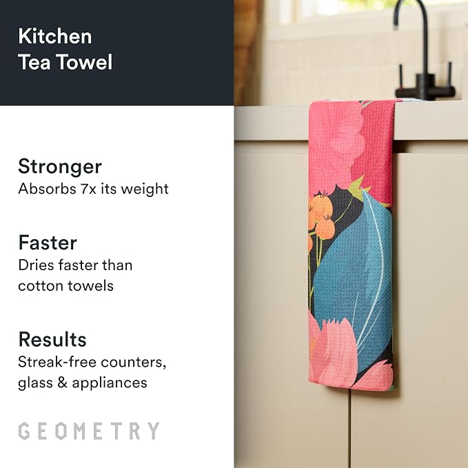 GEOMETRY Kitchen Tea Towels - Quick Dry Microfiber Dish Towels for Kitchen My Garden, 18" x 30" 1 Pack