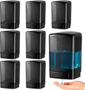 Hushee 8 Pcs Plastic Wall Mounted Soap Dispenser Commercial Manual Soap Containers Wall Dispenser for Kitchen Shower Hotel Liquid Shampoo Gel Chamber (33.8 oz 1000 ml,All Black)