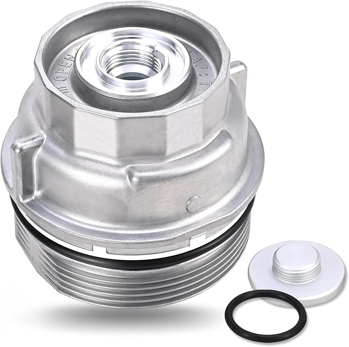 Upgraded Aluminum Oil Filter Housing Cap Assembly with O-Ring Seal Replacement for Toyota Camry Highlander RAV4 Sienna Tacoma Tundra 4Runner Avalon Lexus RX350 ES350 Replaces 15620-31060