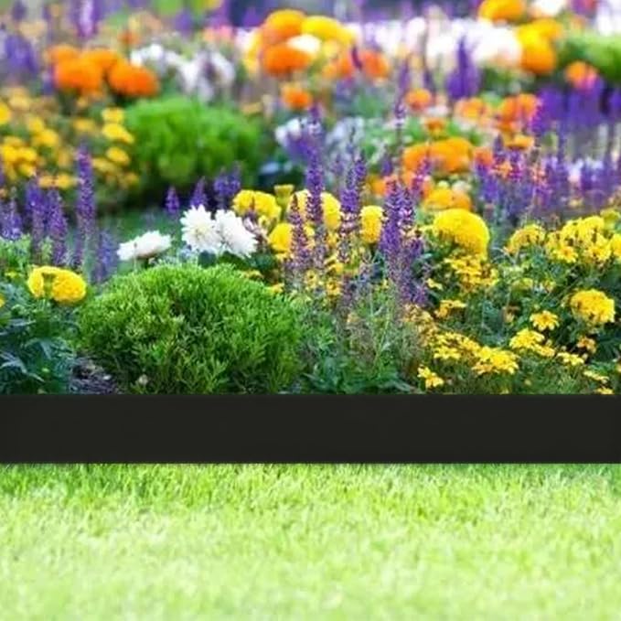 Landscape Edging 3in*98FT,Garden Edging Border with 150 Pcs Metal Spikes | Flexible Lawn Edging for Landscape, Garden, Flower Beds, Lawn, Yard, Pathway, Paver Edge-Black