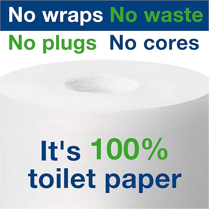 Tork Coreless High-Capacity Toilet Paper Roll White T7, Advanced, 2-Ply, 12 x 1000 sheets, 472881
