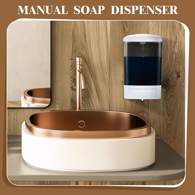 Hushee 4 Pcs Plastic Wall Mounted Soap Dispenser Commercial Manual Soap Containers Wall Dispenser for Kitchen Shower Hotel Liquid Shampoo Gel Chamber(33.8 oz 1000 ml,Black)