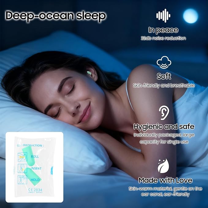 250 Pairs Foam Ear Plugs Bulk Individually Wrapped 32dB - Ear Plug Noise Reduction Safety Soft Earplugs for Construction Sleeping Shooting Industrial Work Use