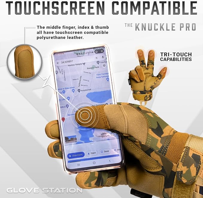 Glove Station Hard Knuckle Utility Gloves, Touchscreen, THKFF, Comfort, 2XL | TPR Impact Shield, Touchscreen Compatible - Motorcycle, Outdoor & Utility Use