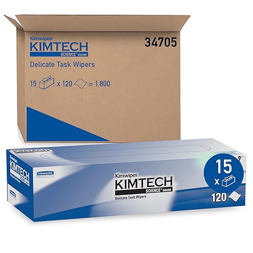 Kimtech 34705 Kimwipes Delicate Task Wipers, 2-Ply, 11 4/5 x 11 4/5, 120 per Box (Case of 15 Boxes),White