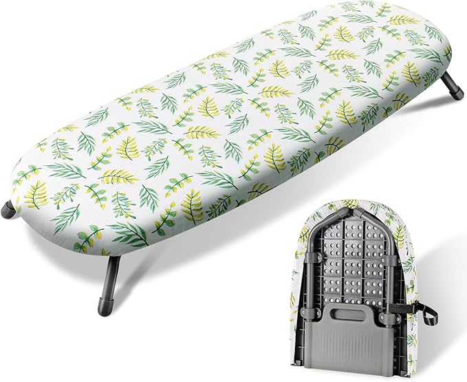 SheeChung Small Ironing Board 12"x32",Foldable Tabletop Ironing Board | Cotton Cover and Heat Resistant Pad,Portable, Non-Slip Feet,Compact,Space Saving,Fits for Home Laundry Sewing Room Dorm