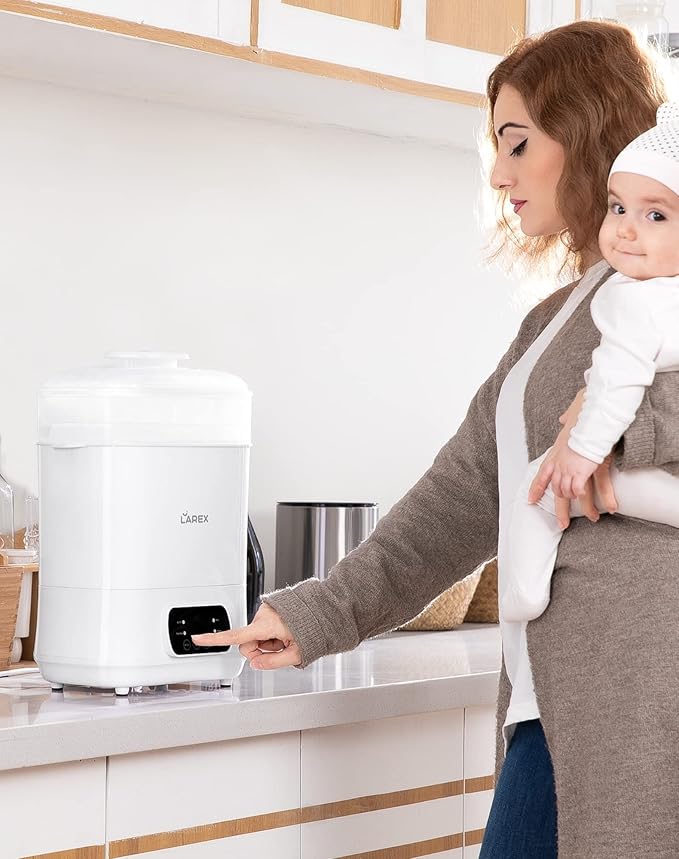 LAREX Baby Bottle Sterilizer and Dryer, 4-in-1 Electric Steam Bottle Sterilizer and Dryer Esterilizador de Biberones, Bottle Sanitizer for Baby Bottles, Pacifiers, Pump Accessories