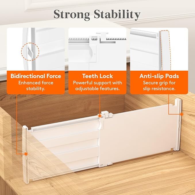 Lifewit 6" Tall 9 Pack Drawer Dividers, 11.5"-18.5" Adjustable Deep Drawer Organizer Clothes, Expandable White Plastic Separators for Dresser, Kitchen, Cabinet, Closet, Office Organization & Storage
