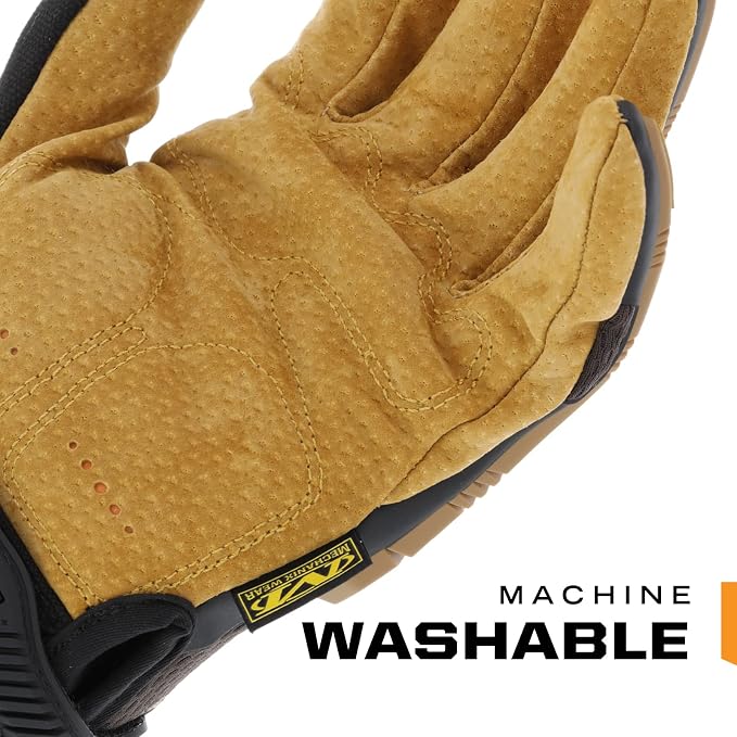 Mechanix Wear M-Pact Leather Gloves - Leather Impact-Resistant Work Gloves for Hand Support - Breathable Design - Shock Absorbing - Machine Washable - Brown/Black - Small