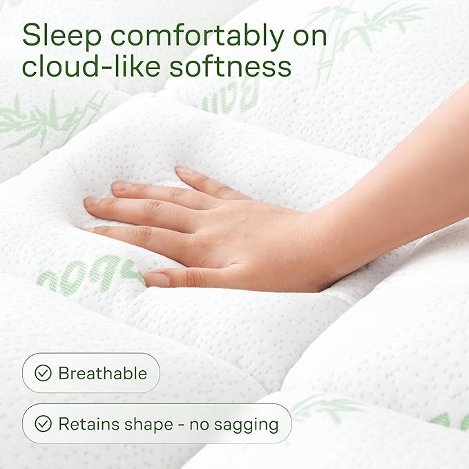 Niagara Sleep Solution Ultra Soft California King Size Mattress Topper - Rayon Derived from Bamboo Pillow Top Mattress Pad for Back Pain Relief - Naturally Cooling for Hot Sleepers, Green