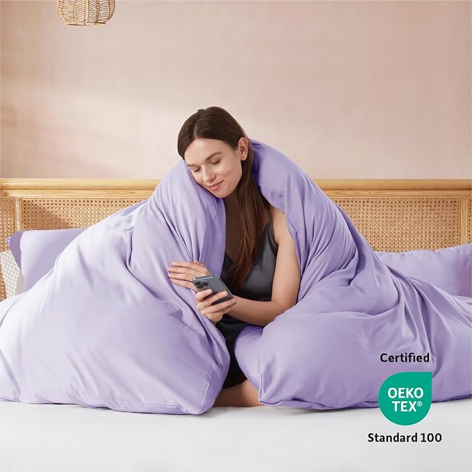 Nestl Lavender Duvet Cover Full Size - Soft Double Brushed Full Size Duvet Cover Set, 3 Piece, with Button Closure, 1 Duvet Cover 80x90 inches and 2 Pillow Shams