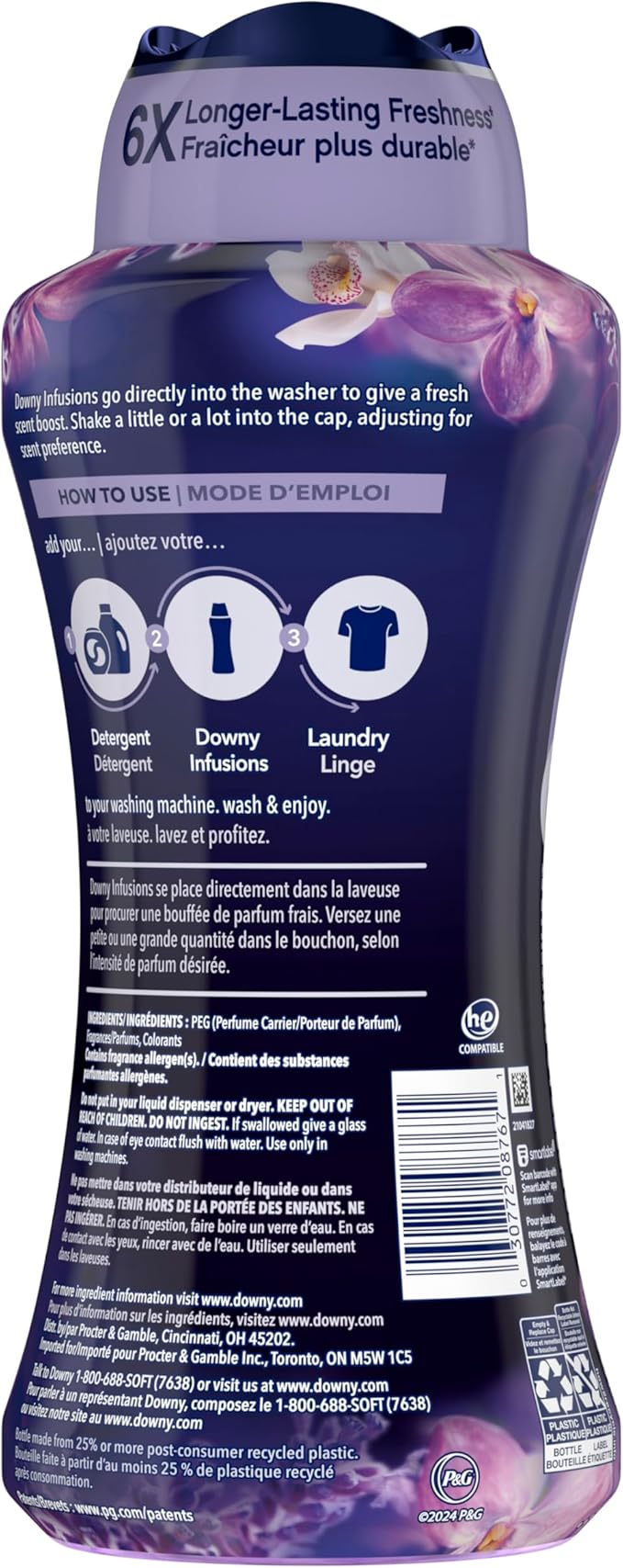 Downy Calm In Wash Laundry Scent Booster Beads, Soothing Lavender And Vanilla Bean Scent, 24.0 OZ, Laundry Scent Beads, Long Lasting Freshness (Pack of 4)