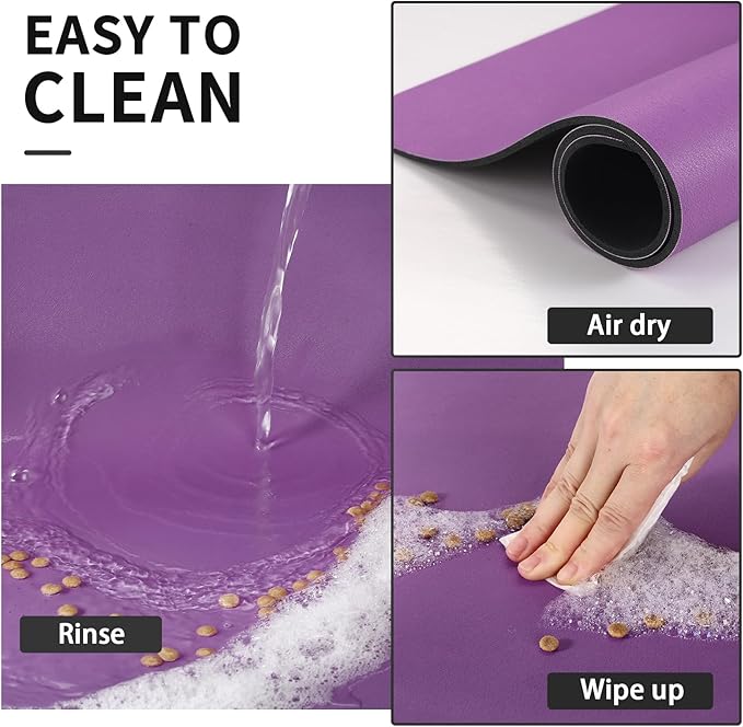 HotLive Dog Food Mat - Absorbent Cat Mat for Food and Water, No Stains Pet Feeding Bowl Mat, Easy to Clean Pet Placemats, Quick Dry Dog Water Dispenser Mat for Messy Drinkers | Purple 18"x 28"