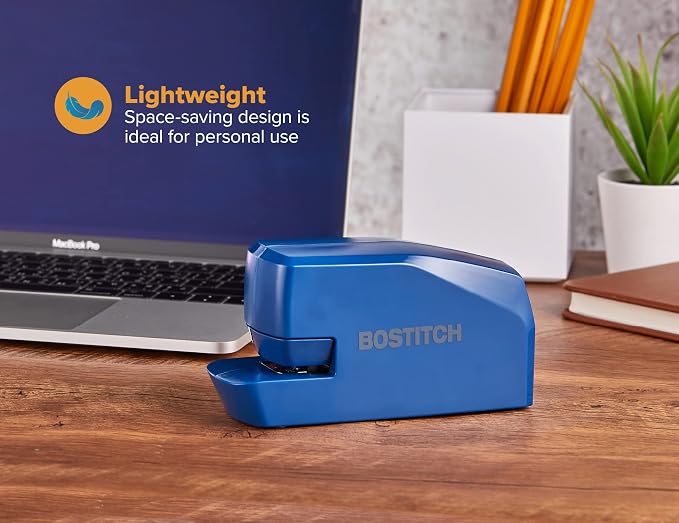 Bostitch Office Portable Electric Stapler, 20 Sheets, AC or Battery Powered, Includes 1250 Staples, Blue
