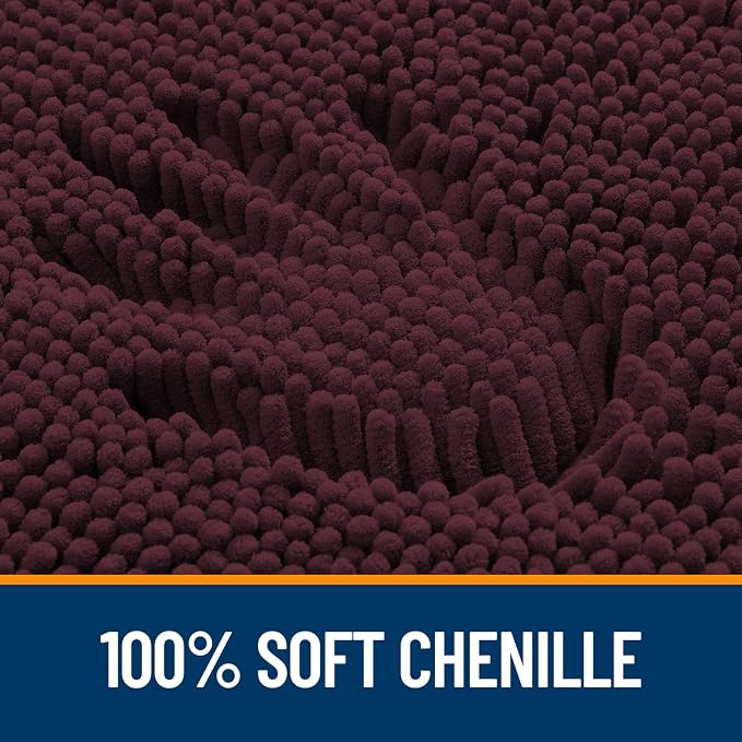 OLANLY Large Bathroom Rugs 40x32, Extra Soft Absorbent Chenille Bath Rugs, Rubber Backing Quick Dry, Machine Washable Bath Mats for Bathroom Floor, Tub and Shower, Home Decor Accessories, Black Cherry