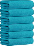 JML Microfiber Bath Towels, Teal, 30" x 60", Set of 6 | Soft, Absorbent, Quick Drying, Lint-Free, Fade Resistant, Use for Salon, Hair Wrap, Fitness, Sport, Yoga