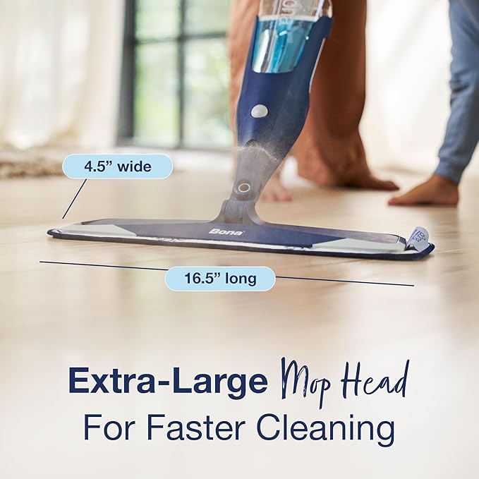 Bona Hardwood Floor Premium Spray Mop - Includes Wood Floor Cleaning Concentrate and Machine Washable Microfiber Cleaning Pad - Dual Zone Cleaning Design for Faster Cleanup