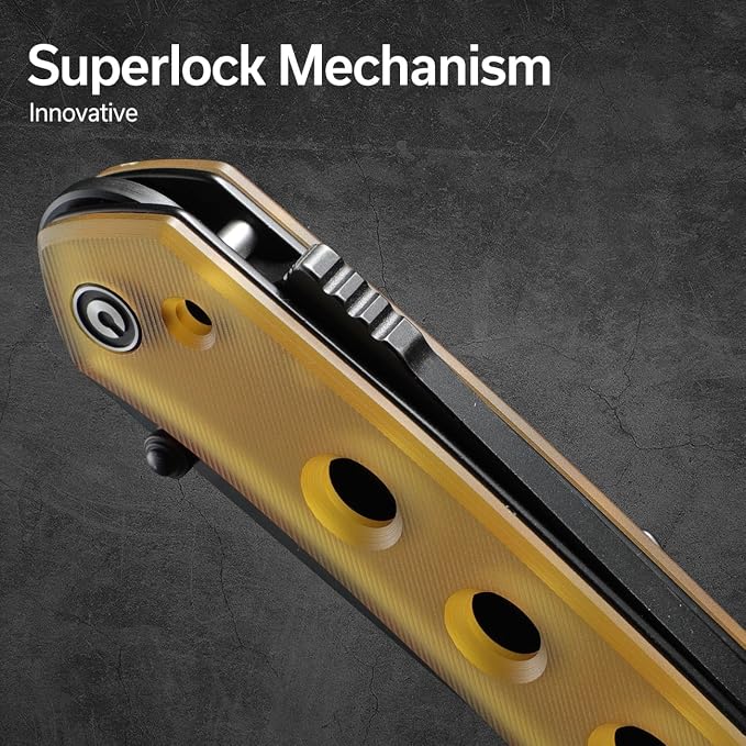 CIVIVI Vision FG Pocket Knife, 3.54" Nitro-V Reverse Tanto Blade C22036-6 | Superlock Folding Knife with Ultem Handle, Reversible Ambidextrous Clip for EDC Camping Hiking
