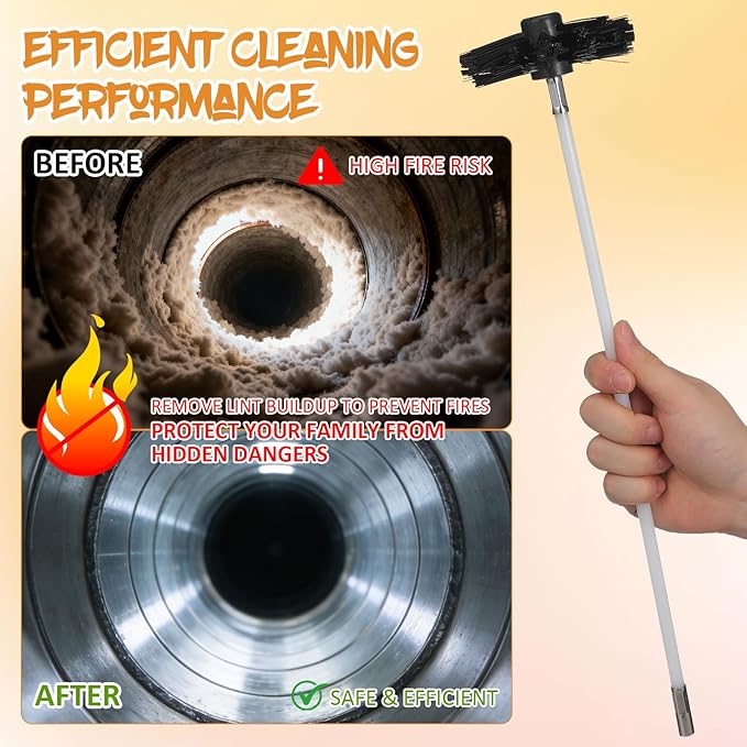 MAGICLULU 20 Feet Chimney Sweep Brush Kit, 15 Flexible Extendable Rods with 4/6in Heads for Fireplace Stove Maintenance, Rotary Drill Driven Flue Pipe Cleaner, Dryer Vent Lint Removal Tools