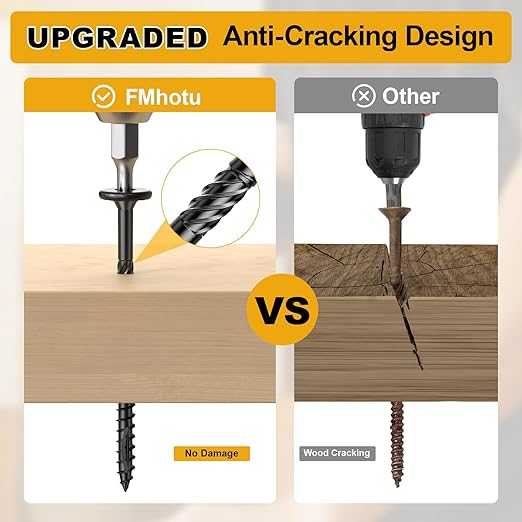 #14 x 3 Wood Structural Lag Screws | 300Pcs Star Drive Decking Wood Screws, Rust Resistant Timber Screws for Timber/Log/Landscaping Wood