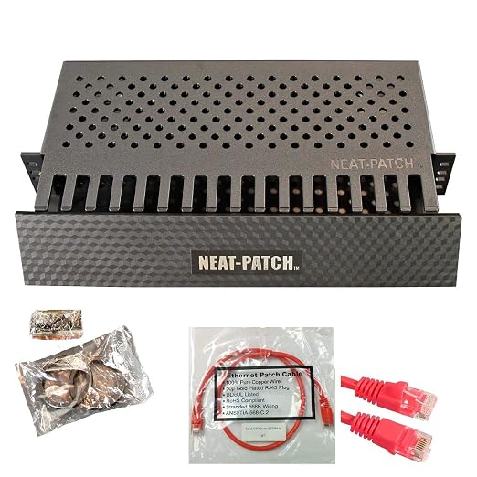 Neat Patch 2U Cable Management Kit - 2 Packs w/ 48 CAT6 Patch Cables (2FT Red)