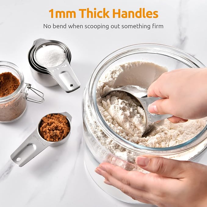 Measuring Cups: U-Taste 18/8 Stainless Steel Measuring Cups Set of 7-Piece: 1/8 Cup, 1/4 Cup, 1/3 Cup, 1/2 Cup, 2/3 Cup, 3/4 Cup, 1 Cup Dry and Liquid Ingredients