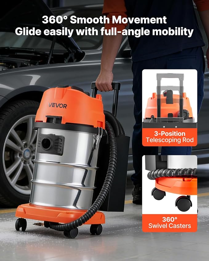 VEVOR Walnut Blaster Kit for Carbon Cleaning, 1200W Sand Blaster with Built-in Vacuum, Extension Nozzle Sandblaster Gun, and 5.5lbs Walnut Shell for Engine Intake Valve Cleaning - 30L | Large Capacity & High-Efficiency Cleaning
