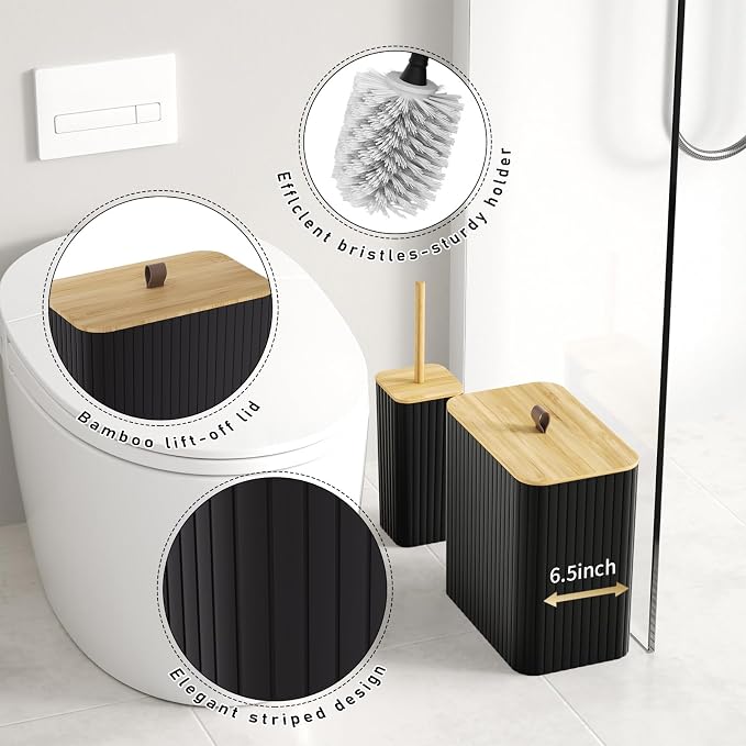 Bathroom Accessory Set - Black Bathroom Set, 27PC Bathroom Accessories Set, Bathroom Sets with Shower Curtain and Rugs, Mini Trash Can, Toilet Brush, Trash Can & Soap Dispenser