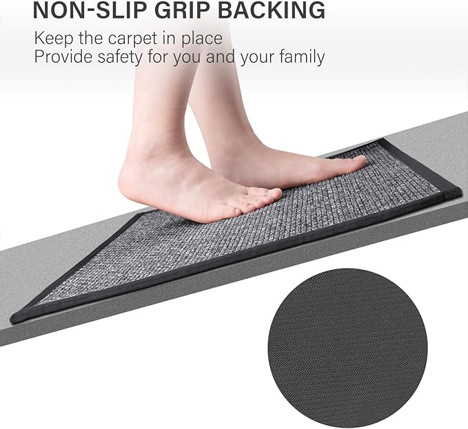eqivei Kitchen Rugs Non Skid Washable Set of 2 PCS, Absorbent Runner Rugs for Kitchen, Farmhouse Weave Floor Mats in Front of Sink, 17.3"x 47"+17.3"x 29" (Inky)