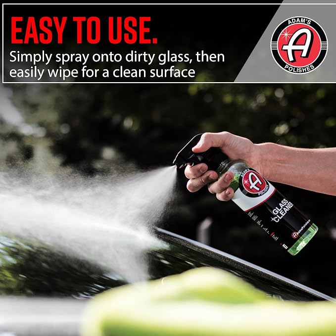 Adam's Polishes Glass Cleaner - Steak Free Car Wash Window Cleaner, All-Natural Streak Free Formula For Car Cleaning, Safe On Tinted & Non-Tinted Glass, Won't Strip Car Wax or Coating
