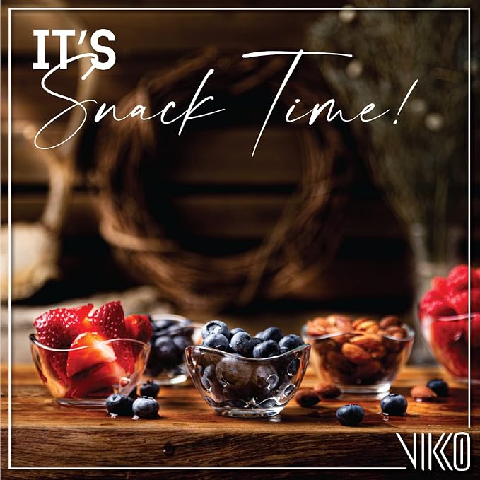Vikko Mini Glass Bowls, Set of 6 Soy Sauce Dishes, Small 2.25 Ounce Dipping Sauce Cups, Dipping Bowls, Multi Purpose Small Glass Bowls for Dessert, Candy, Kitchen Prep, Dishwasher Safe