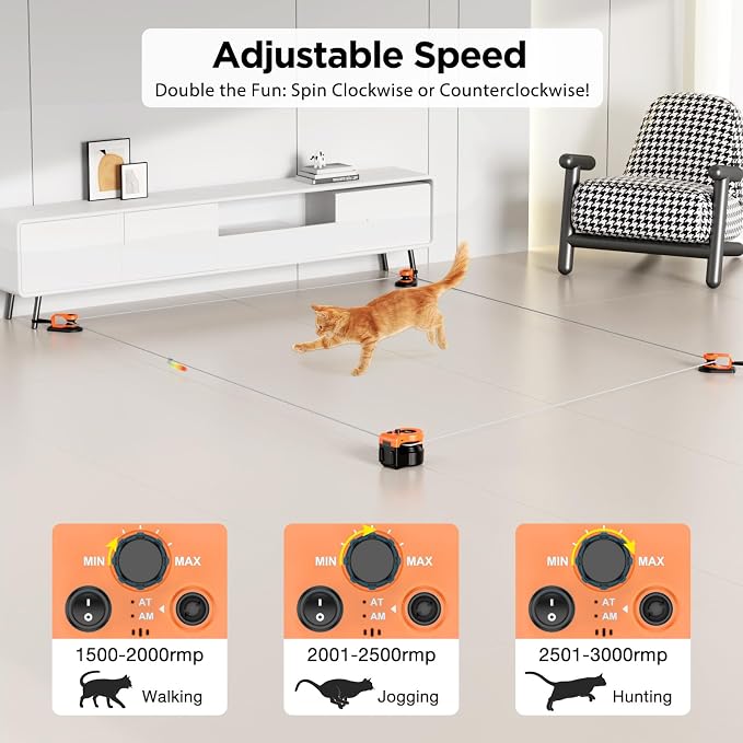 Interactive Cat Toys for Indoor Cats, Cat Treadmill Auto/Remote Control DIY Cat Mouse Hunting Toys, Keep Bored Kitten Dog Entertained to Chase, Feather Toy to Exercise Wheel-Orange