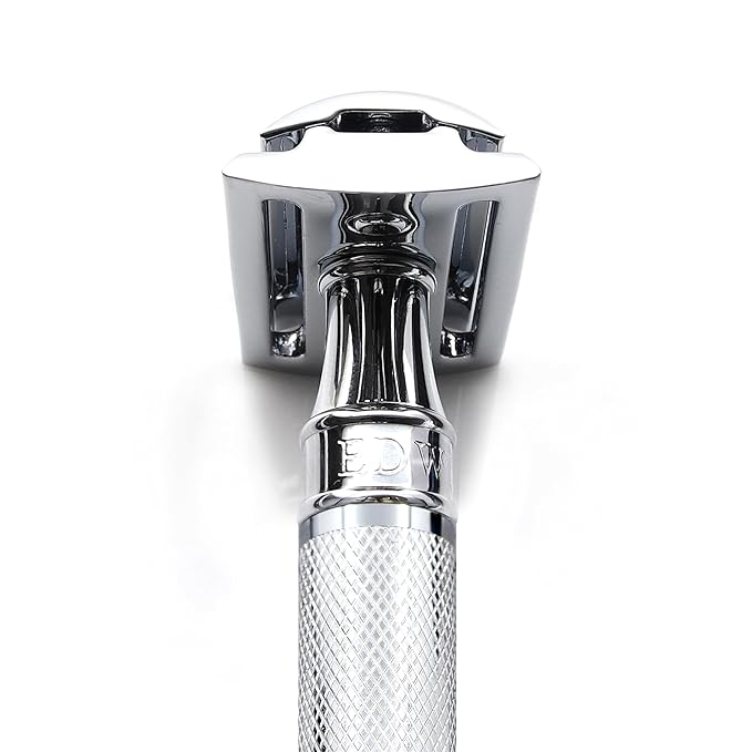 Edwin Jagger DES89KN Short Handled Classic Double Edge Manual Eco-Friendly and Reusable Safety Razor for Men and Women for Shaving Cream or Soap Fits All DE Razor Blades (Knurled)