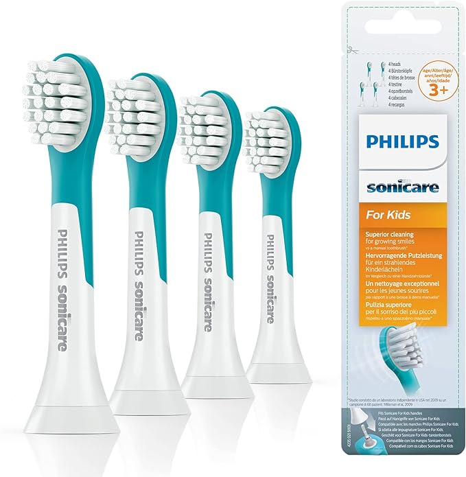 Philips Sonicare Original Brush for Kids HX6034 / 33, Gentle Cleaning of Children's Teeth, from 3 Years, 4 Pieces