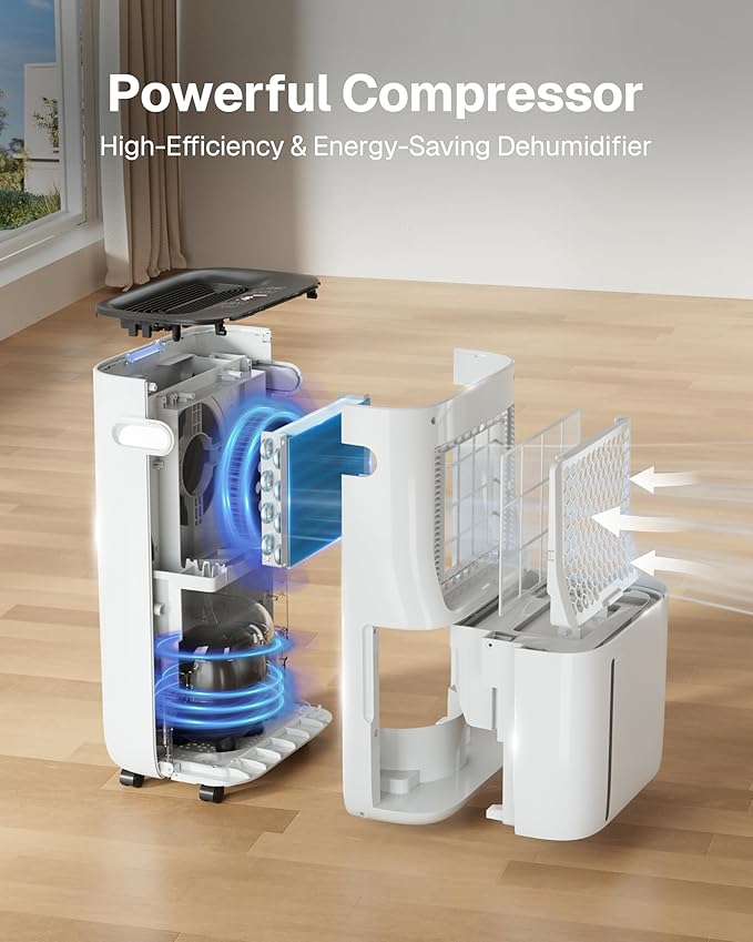 4500 Sq.Ft Dehumidifier for Basement and Large Rooms Max 80 Pint/Day Dehumidifiers with Drain Hose Smart Humidity Control 1.71Gallon Water Tank 24h Timer for Home, Bedroom, RV, Bathroom,