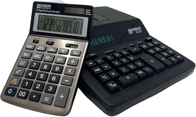 Monroe Systems for Business 6120X 12-Digit Business Medium Duty Calculator, Black