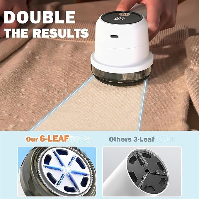 Sissty Rechargeable Fabric Shaver, Sissty Lint Remover, Sissty Fabric Shaver, Sissty Rechargeable Fabric Shaver for Clothing, Couch Fabric Pilling Remover with 3 Speeds and LED Display (White)