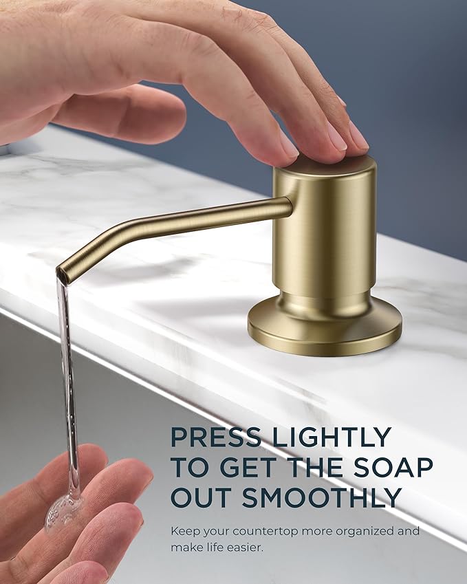 FORIOUS Gold Kitchen Faucet with Soap Dispenser and Pull Down Sprayer, Bar High Arc Single Handle Classic 3 Modes Stainless Steel Faucet for Kitchen Sink Farmhouse RV Laundry Camper