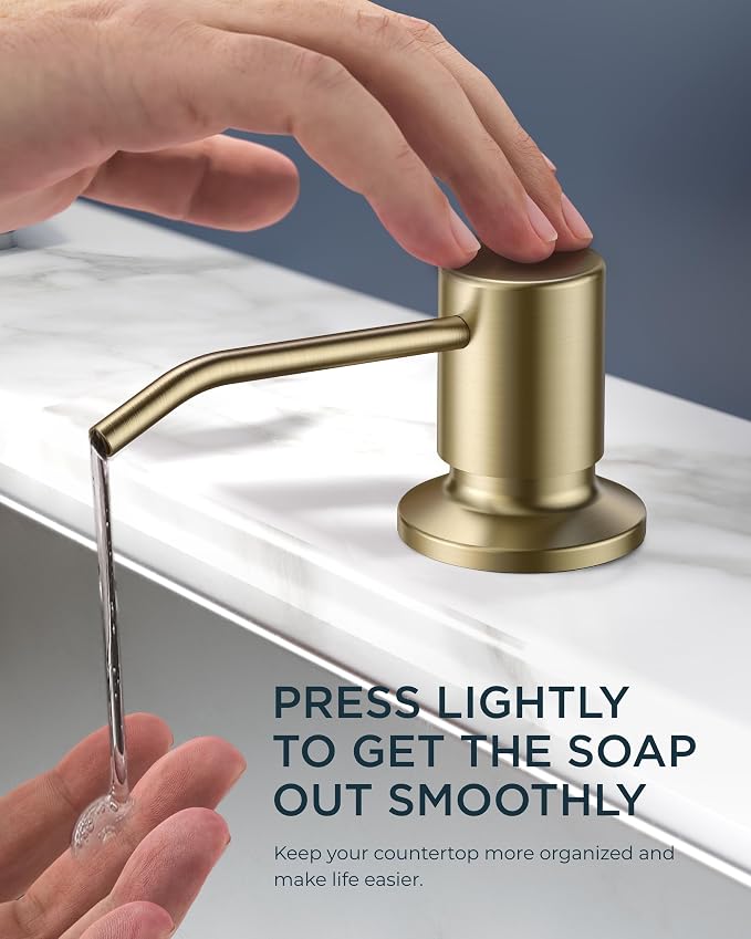 FORIOUS Gold Kitchen Faucet with Soap Dispenser, Single Handle Stainless Steel Transitional Sink Faucet with Pull Down Sprayer 1 or 3 Hole, Suitable for Farmhouse Laundry Camper RV Bar