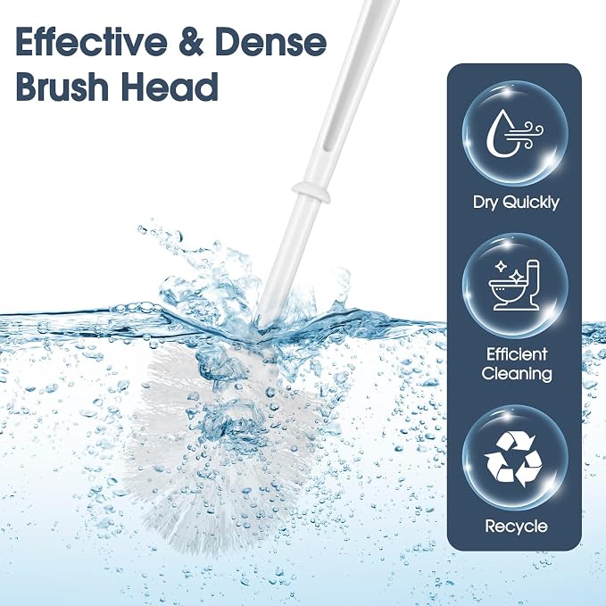 Mimorou 24 Sets Toilet Brushes and Holders Set White Toilet Bowl Brushes for Bathroom Scrub with Plastic Holders for Bathroom Cleaning Accessories