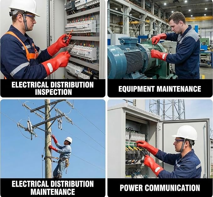 Dielectric Electrician Gloves - Class 00 ASTM Compliant Insulated Electrical Rubber Gloves For Work,Linemen,Shock Resistant