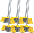 6 Pack Soft Bristle Indoor Brooms with 55" Long Handle, Heavy Duty Sweeping Broom for Hardwood Floors, Tile, Kitchen, Lobby, Office, Garage & Indoor Floor Cleaning