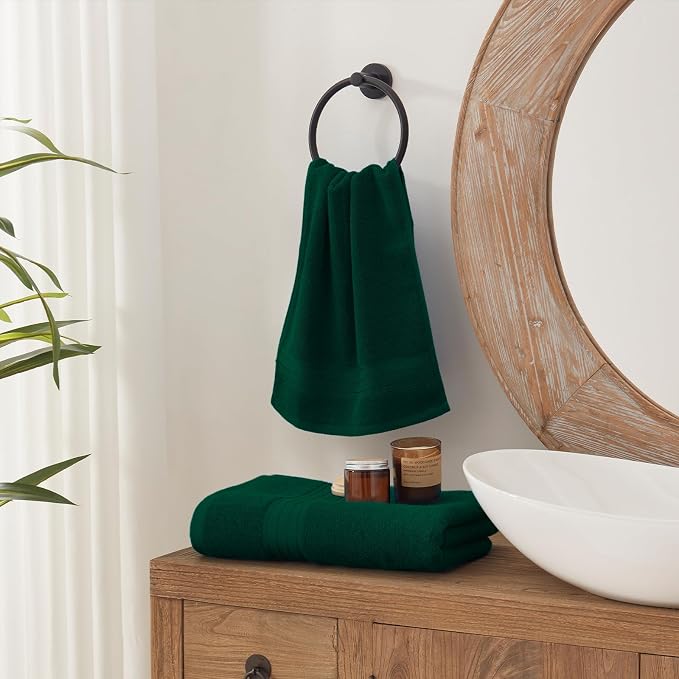 COZYART Luxury Bath Towel Set 3 PCS, Dark Green 100% Turkish Cotton 650 GSM | OEKO-Tex 100 Certified Zero Twist Ring Spun, Soft Absorbent Quick Dry, Plush Fluffy, Breathable Hotel Quality for Daily Use