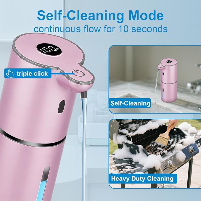OHIFAST Automatic Liquid Soap Dispenser Touchless, USB Rechargeable Smart Hand Soap Dispenser, 6-Level Adjustable, 12.8oz/380mL Wall Mounted for Bathroom Kitchen Accessories Dish Soap-Rose Gold