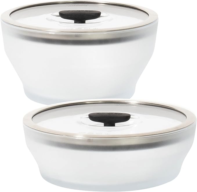 Anyday 4-Pc Microwave Cookware Glass Food Storage Set (Black Sesame) | Large Plastic-Free Containers, Stackable Steamer with Vented Lid, Microwave-Safe Reheating & Steaming Vegetables, Rice