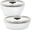 Anyday 4-Pc Microwave Cookware Glass Food Storage Set (Black Sesame) | Large Plastic-Free Containers, Stackable Steamer with Vented Lid, Microwave-Safe Reheating & Steaming Vegetables, Rice